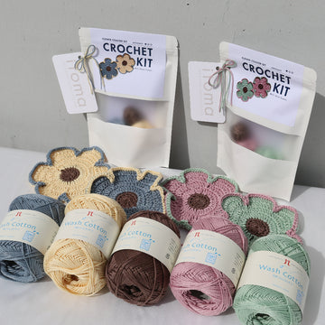 [Crochet Kit] Flower Coaster Set - Wash Cotton Yarn