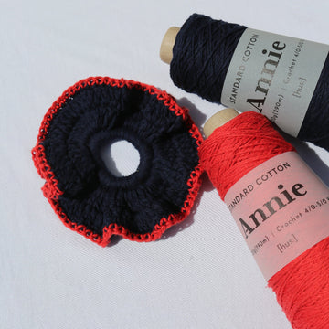 Buy navy-cherry [Crochet Kit] Cotton Scrunchie - Annie Yarn