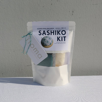 Buy peacock [Sashiko Kit] Wooden Bowl Pincushion - 3 Pattern Options
