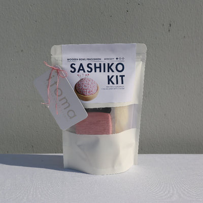 Buy plum [Sashiko Kit] Wooden Bowl Pincushion - 3 Pattern Options