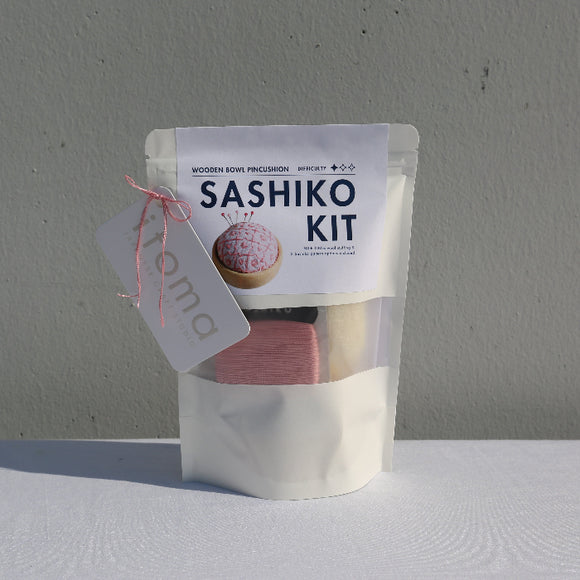 [Sashiko Kit] Wooden Bowl Pincushion - 3 Pattern Options