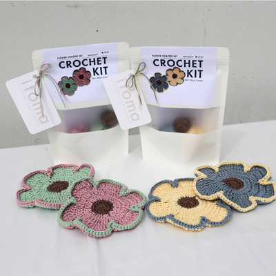 [Crochet Kit] Flower Coaster Set - Wash Cotton Yarn - 0