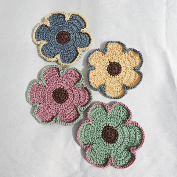 [Crochet Kit] Flower Coaster Set - Wash Cotton Yarn