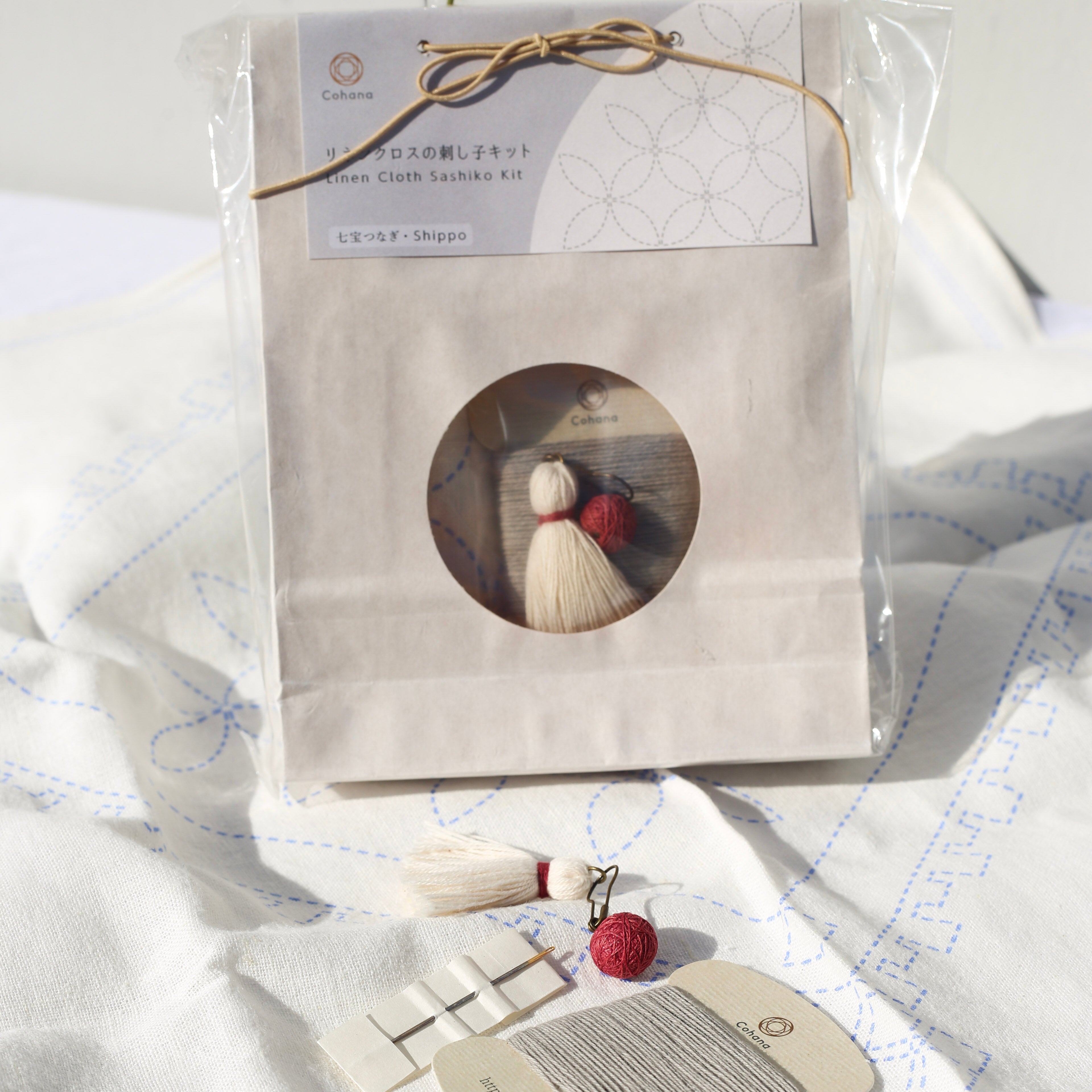 畳の絵 モシュ Linen Cloth Sashiko Kit - Itoma Japanese Craft Studio