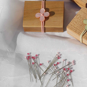Glass Sewing Pins in a Cherry-Wood Box