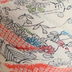 White with House and Floral Pattern Chirimen