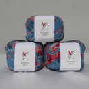 Light Blue with Red Floral Pattern