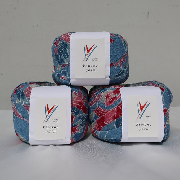 Light Blue with Red Floral Pattern