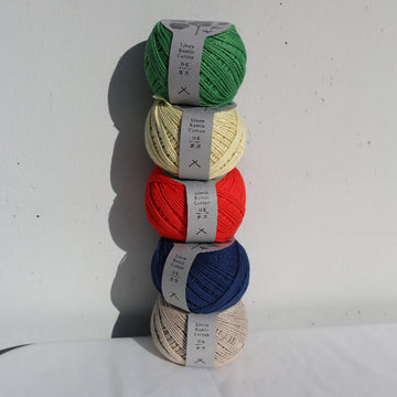 Linen Ramie Cotton yarns stacked